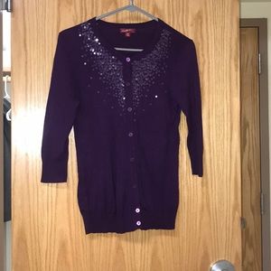 Purple Long Sleeve Sequined Shirt